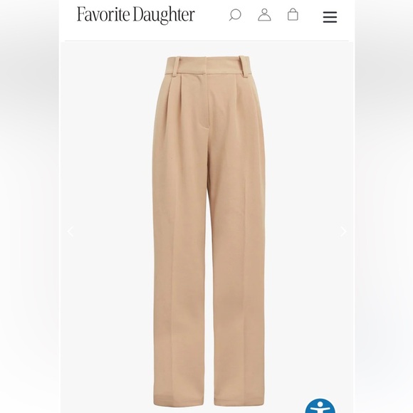 NWT Favorite Daughter The Favorite Twill Pleated Wide Leg Trousers (Beige) 6 - Picture 8 of 9